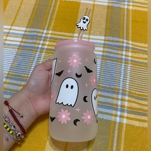 Cute ghost glass cup set handmade